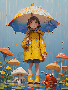 伞下的小女孩图片