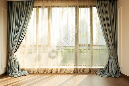 典雅的落地窗帘图片