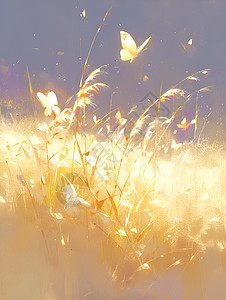 草地上飞舞的金蝶图片