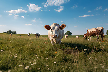 绿色草原上的奶牛图片