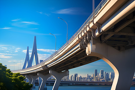 蓝天下的高速桥高清图片