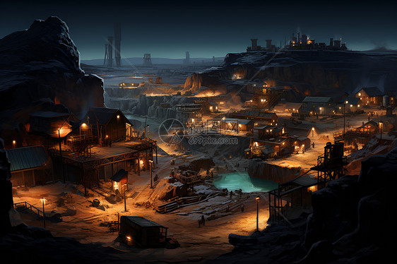 夜幕下的矿场图片