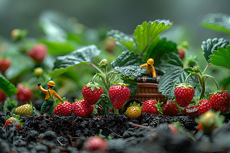 迷你的草莓园背景图片