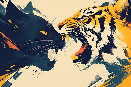 黑猫和老虎决斗图片