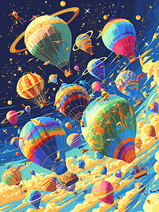 五彩缤纷的热气球背景图片