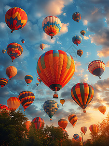 天空下斑斓的热气球背景图片