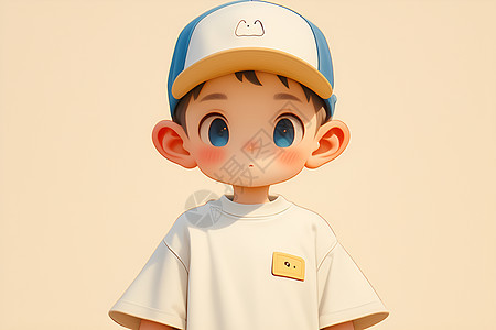 小男孩戴着棒球帽图片
