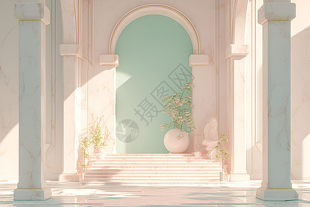 阳光下的宫殿走廊图片