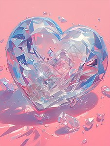 水滴环绕着的心形钻石纯爱的永恒之美图片