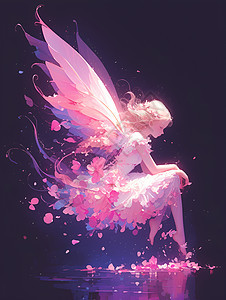 长着翅膀的粉衣仙女图片