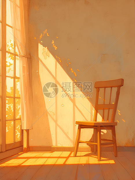 木制椅子在房间里图片