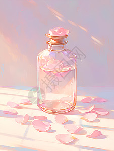 静物瓶中娇柔的花瓣插画