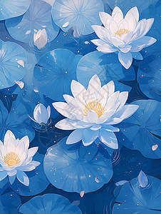 盛放的蓝色莲花图片