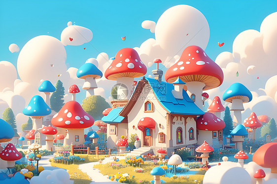 奇幻仙境的蘑菇乐园图片