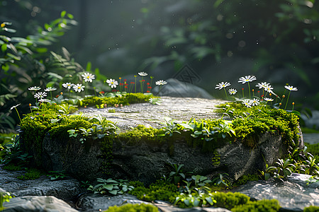 青苔森林青苔花岗岩背景