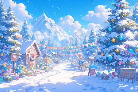 冬日的小镇背景图片