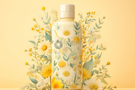 香氛沐浴露瓶上的小茉莉花图案图片