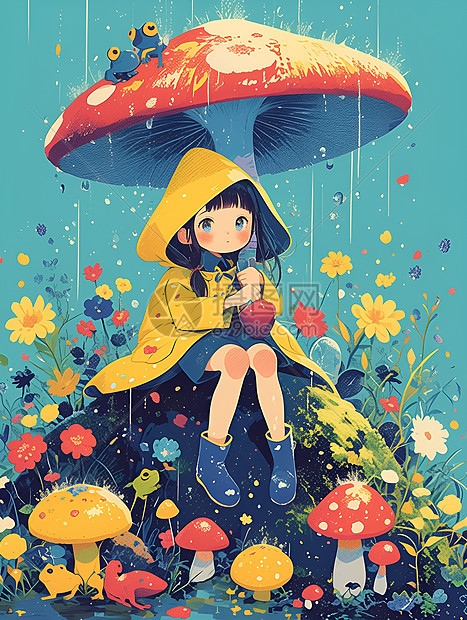 雨中的美丽少女图片