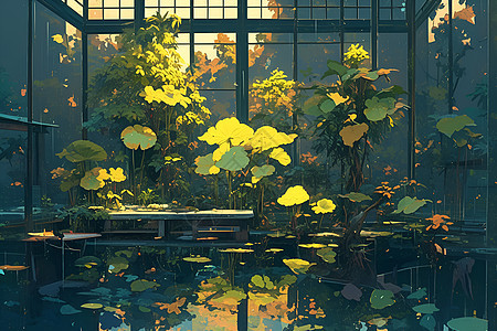 池畔秋景图片