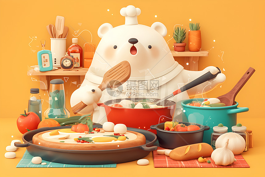 烹饪熊的视角图片