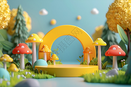 蘑菇森林童话世界设计图片