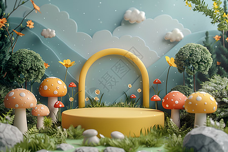 森林蘑菇动画森林设计图片