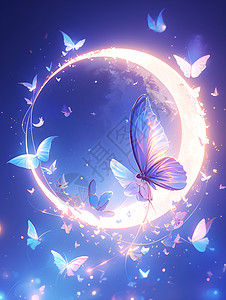 月光下飞舞的蝴蝶高清图片