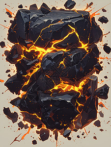 黑岩石中的火焰图片