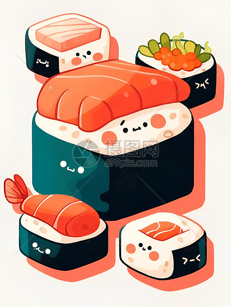 美味的鱼肉寿司插图图片