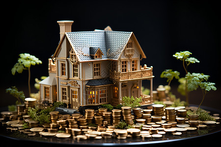 设计的房屋模型和货币图片
