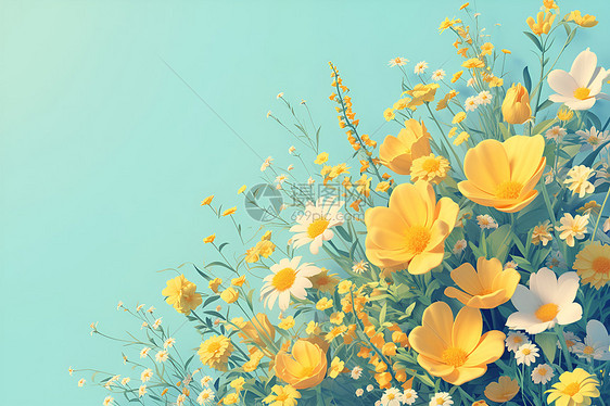 绽放的黄色花朵图片