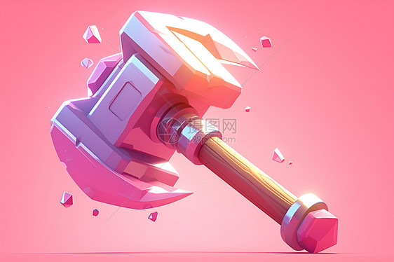粉色的斧头锤子图片
