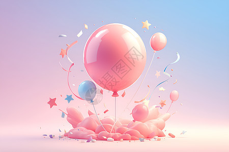 气球飞舞在粉色背景中背景图片