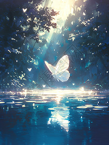 水面上的蝴蝶图片