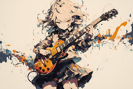 可爱少女弹吉他图片