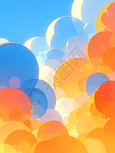 彩虹气球飘向蓝天图片
