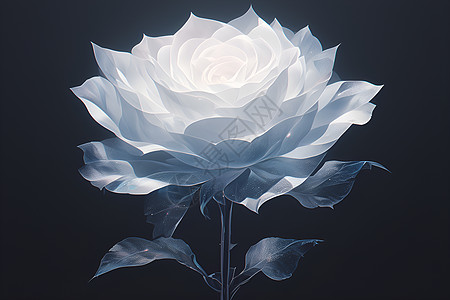 玫瑰黑色背景中的白色花朵插画