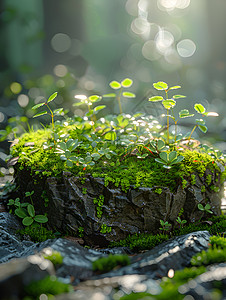 石头森林森林中的苔藓背景