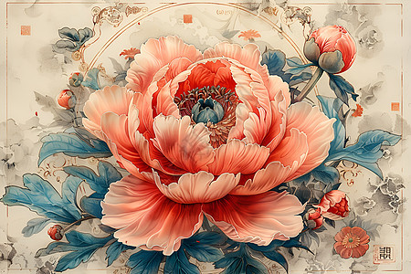中国传统艺术的牡丹背景图片