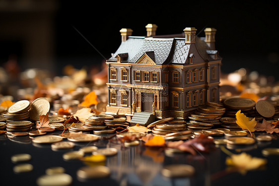 金币围绕的房屋图片