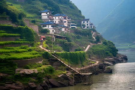 乡村的梯田风景图片