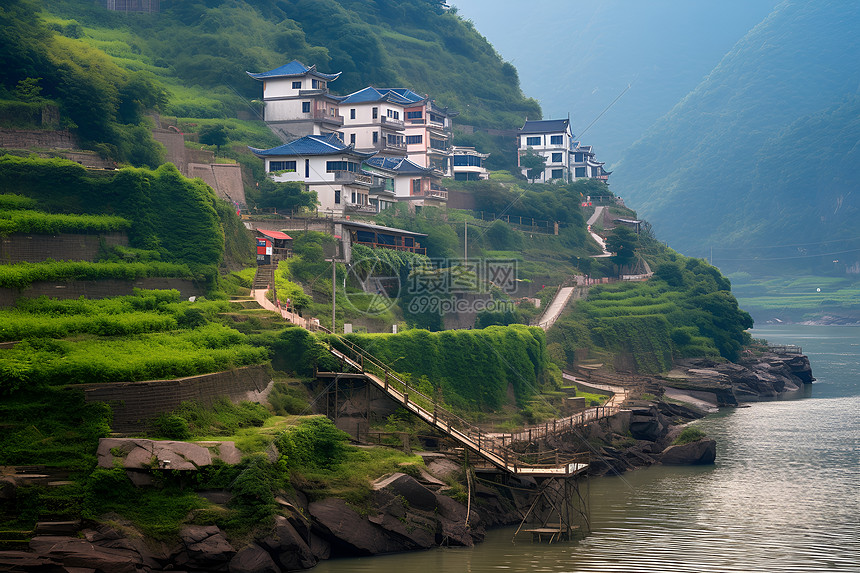 乡村的梯田风景图片