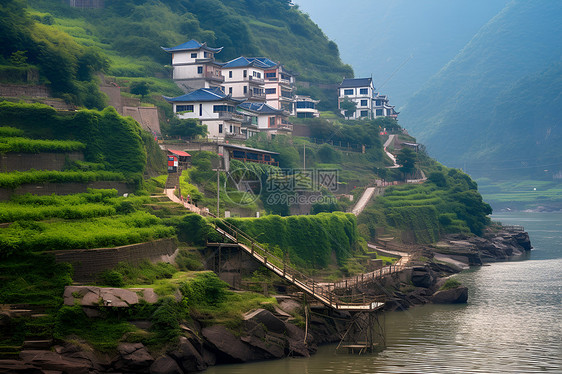 乡村的梯田风景图片