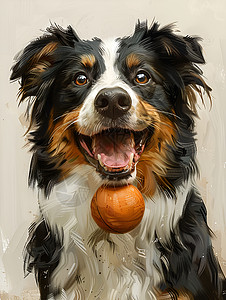 叼着球玩耍的狗图片素材