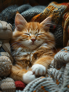 猫窝里面睡觉的猫咪图片