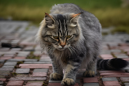 地板上的猫咪图片