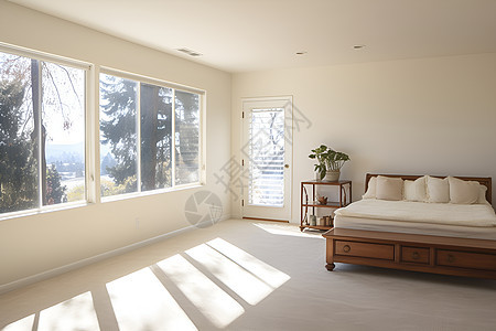 窗外山景的卧室图片