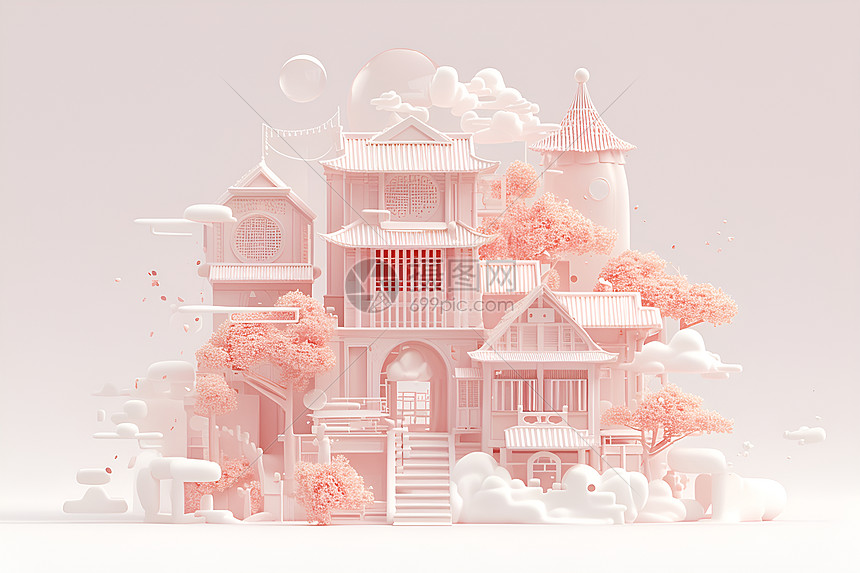 粉色的建筑图片