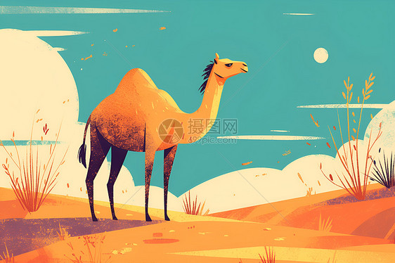 天空下的直立骆驼图片