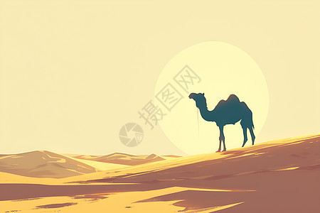 沙漠光影中的骆驼图片